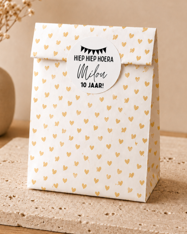 Gepersonaliseerde sticker hiep hiep hoera met naam | per stuk