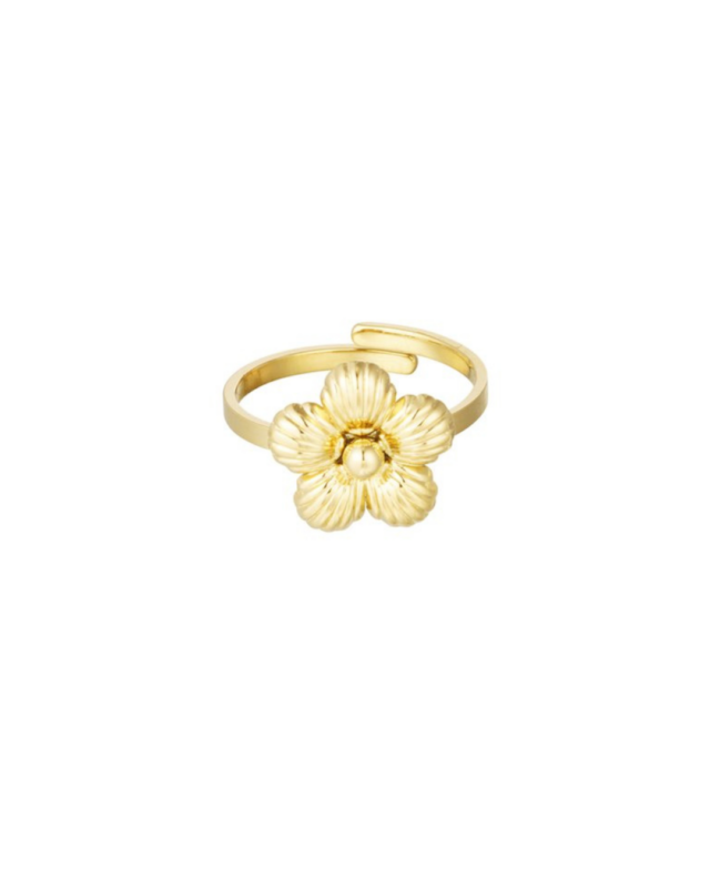 RVS ring goud bloem