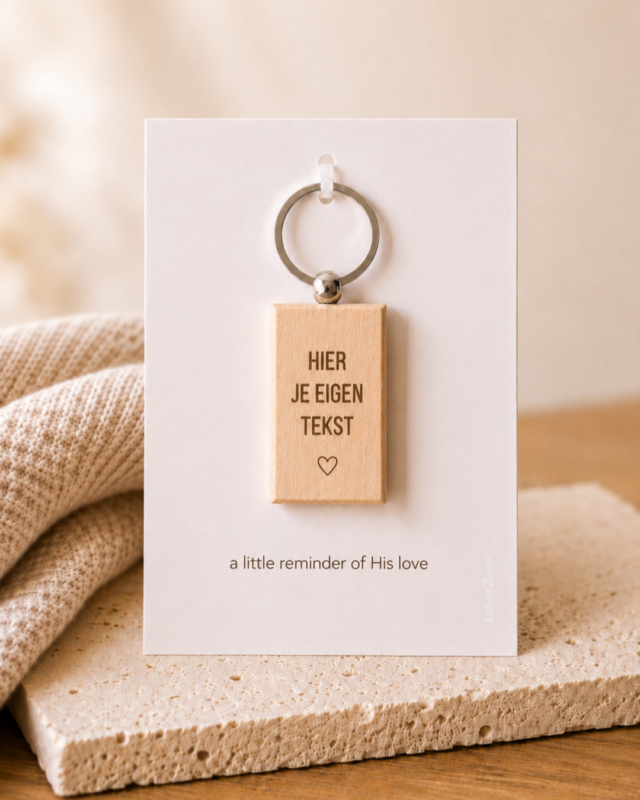 Gepersonaliseerde houten sleutelhanger | eigen tekst