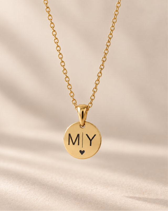 RVS gepersonaliseerde ketting | 15mm bedel met 2 letters