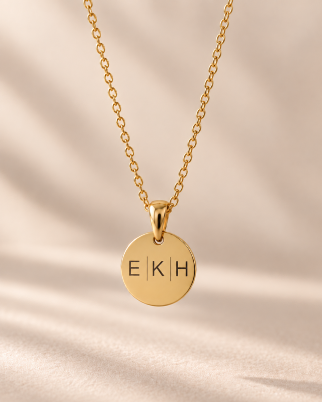 RVS gepersonaliseerde ketting | 15 mm bedel 3 letters