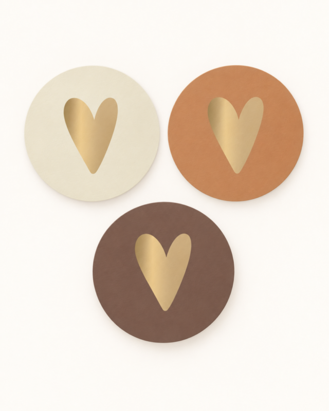 Stickers hartjes bruin tinten | per 10 stuks