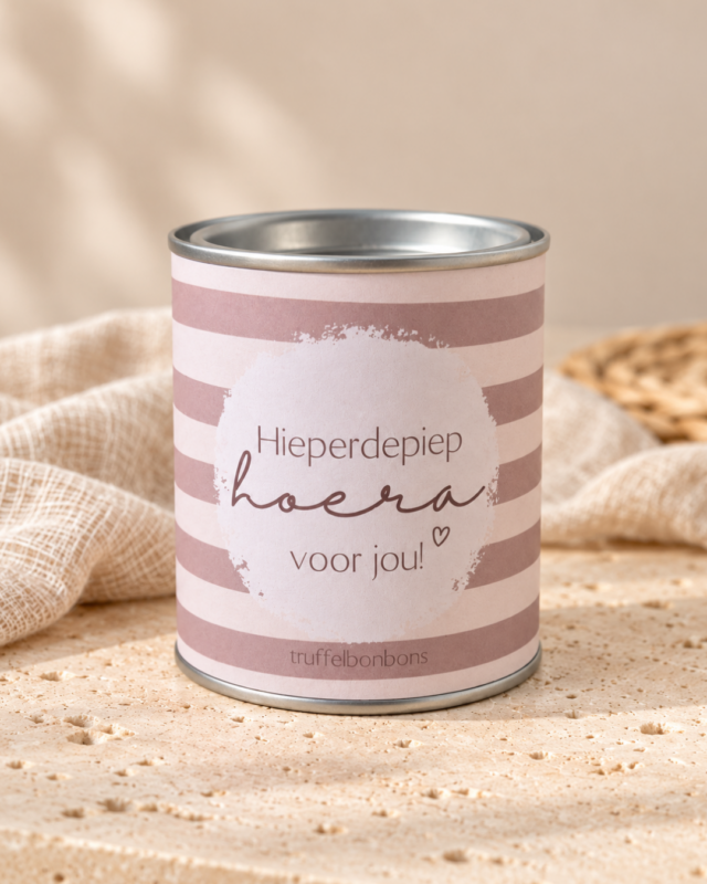 Cadeau blik met truffelbonbons | Hieperdepiep hoera