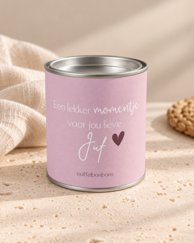 Cadeau blik met truffelbonbons | lieve juf