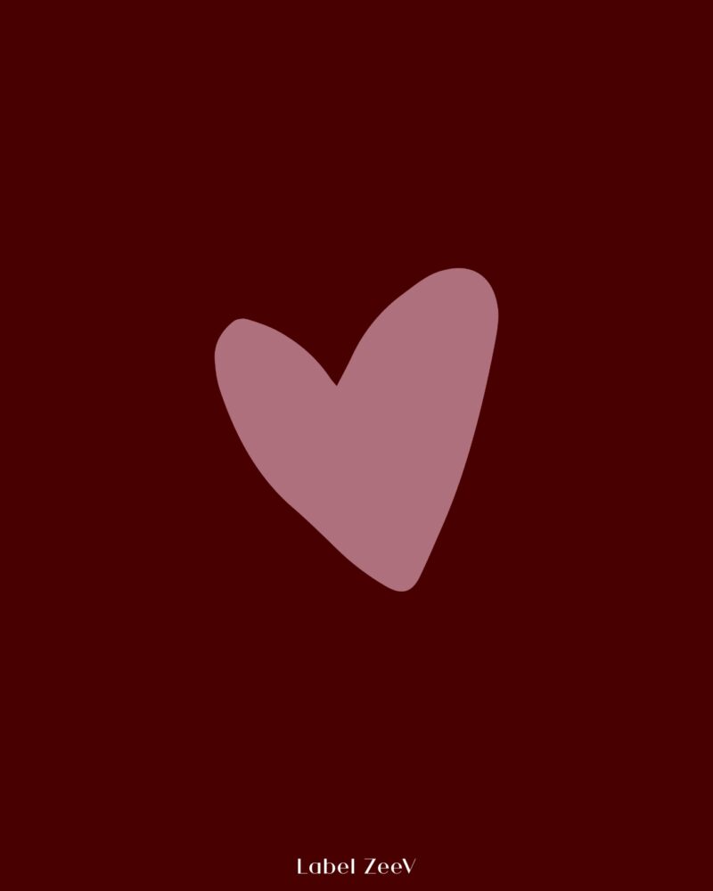 A6 wenskaart | hartje | bordeaux-roze